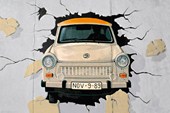 Breaking Through the Berlin Wall Vintage Car