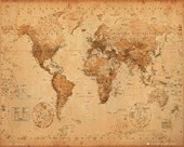 Antique Style Map Map of the World